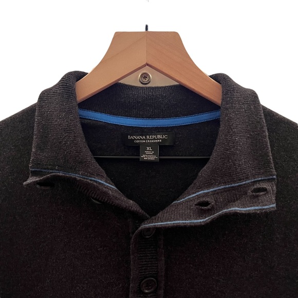 Men’s Banana Republic Cotton Cashmere 1/4 Button Sweater Grey Size XL - Picture 4 of 11